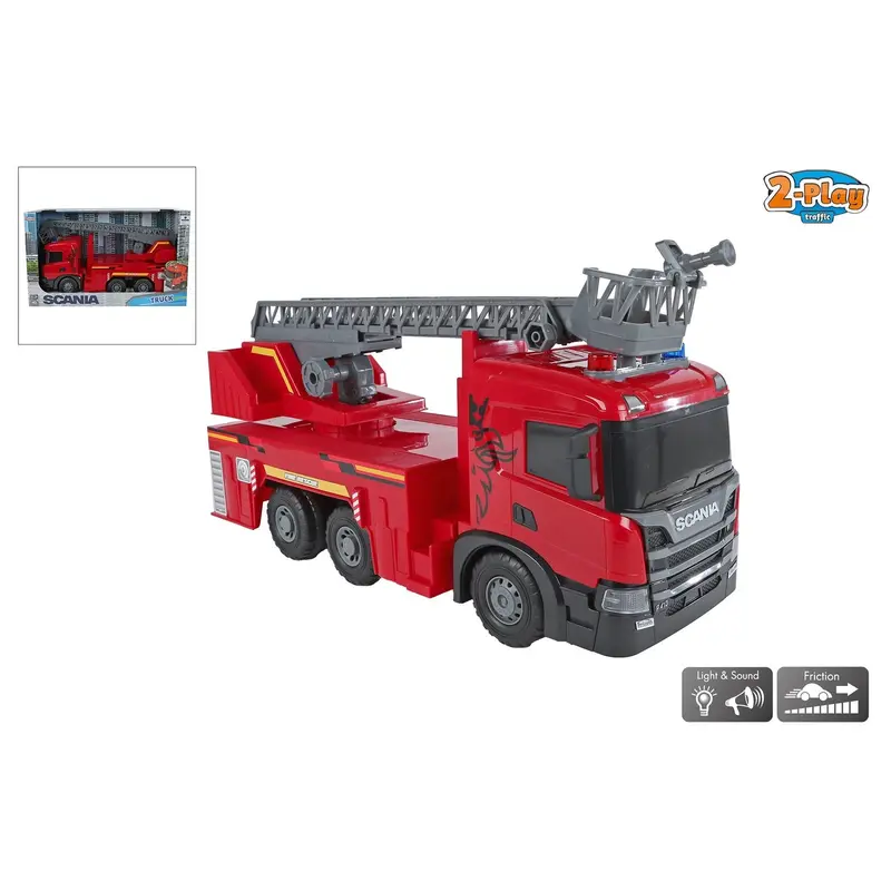 2-Play Scania Fire Truck – Friction-Powered With Lights & Sound (51 Cm) 1