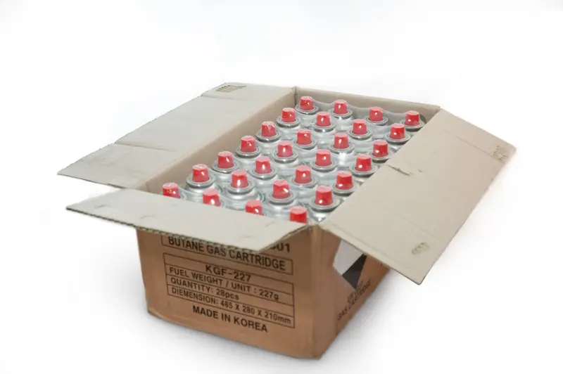 227G Nozzle-Style Butane Gas Canisters – Pack Of 28 1