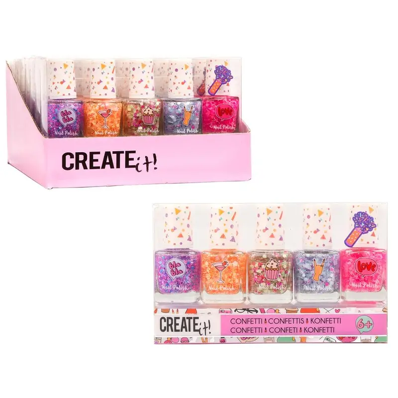 Create It! Confetti Nail Polish Set – 5-Pack In Display Box 1