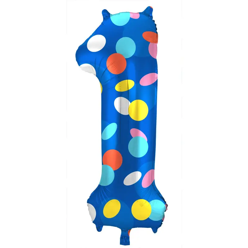 Dot-Design Foil Balloon Featuring Number 1 1