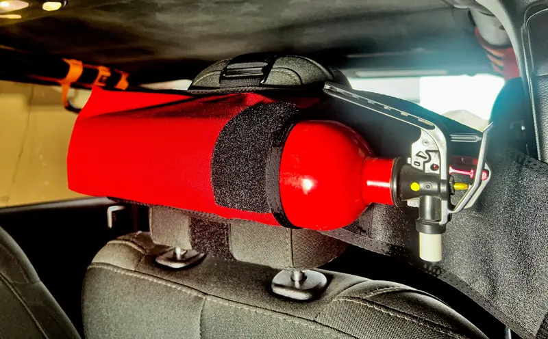Fire Extinguisher Mount Pouch For Headrest Rods 1