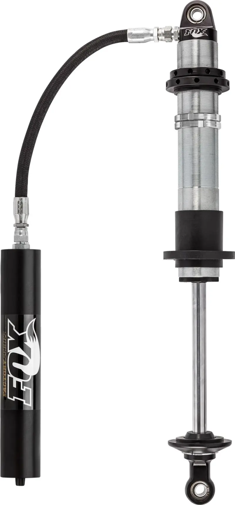 Fox 2.5 Factory Series 8In Remote Reservoir Coilover Shock – 7/8In Shaft, Dual-Rate (50/70), Black/Zinc 1