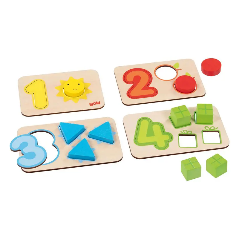 Goki Wooden Shape & Number Puzzle – 18-Piece Educational Toy 1