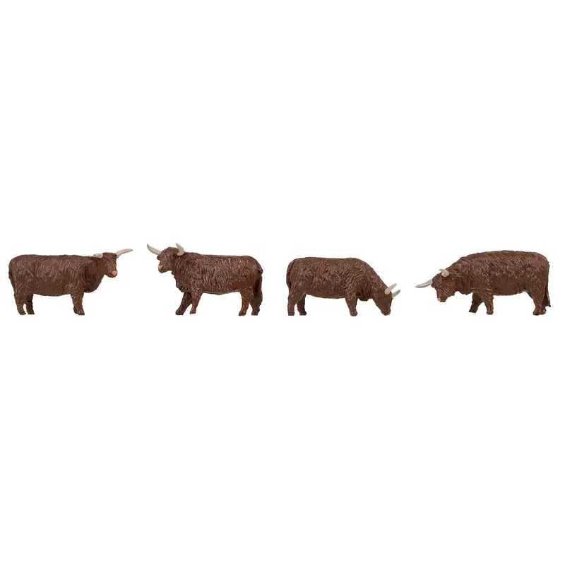 Ho Scale Highland Cattle Figures – Brown Finish 1