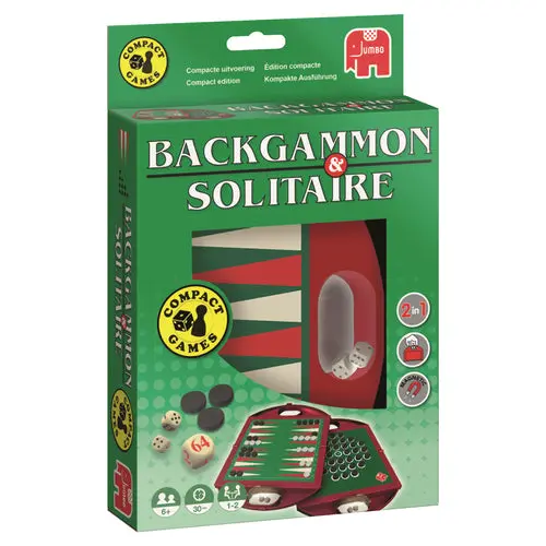 Jumbo Travel Backgammon & Solitaire Dual-Game Set 1