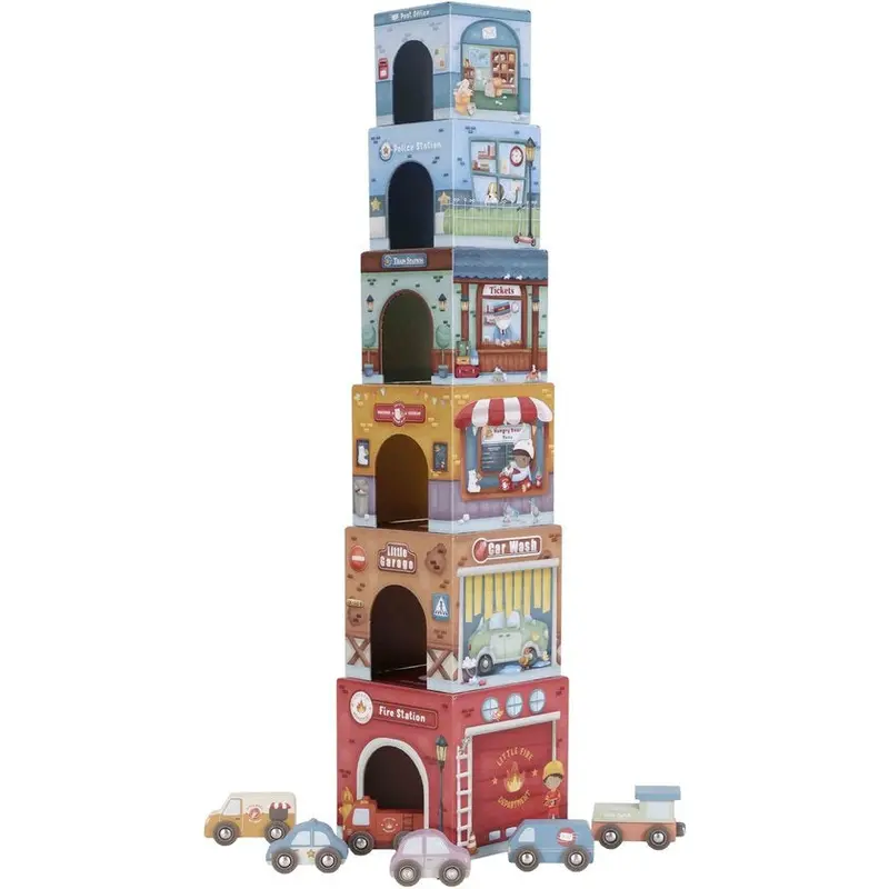 Little Dutch Stackable Vehicles – Wooden Car Building Blocks 1